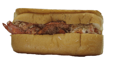 A rotating image of a lobster sandwich.